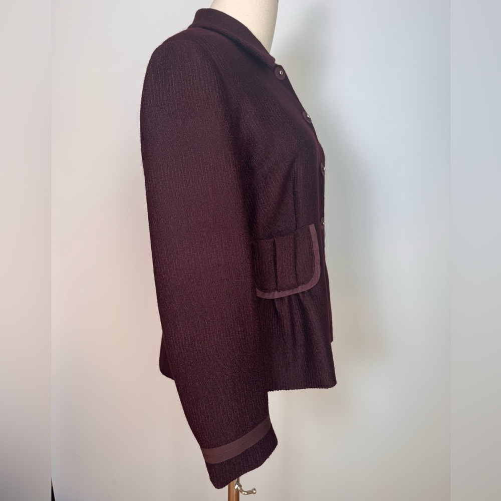 Prada Burgundy Wool Jacket with Pockets Size 46 - Picture 12 of 14